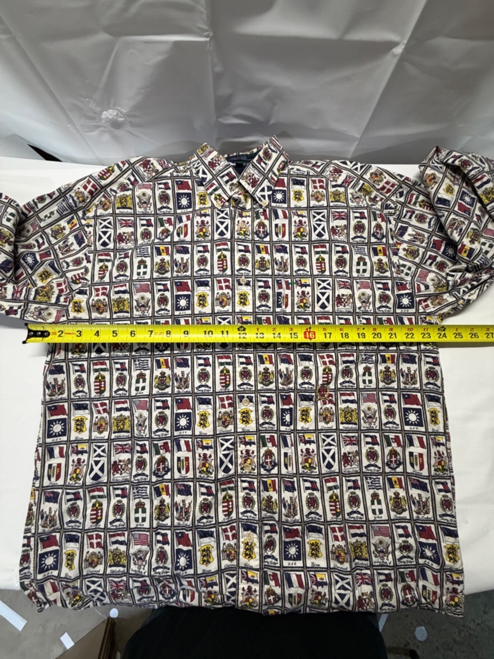 Vintage Tommy Hilfiger White Button-Down w/ Flags of the World - Picture 6 of 8